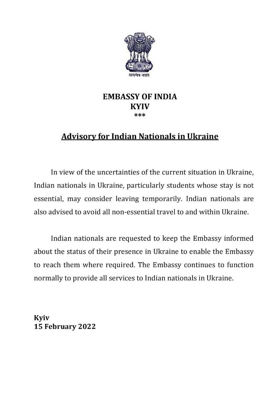 Advisory to Indians in Ukraine