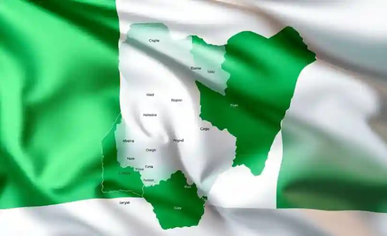 Nigeria map and flag