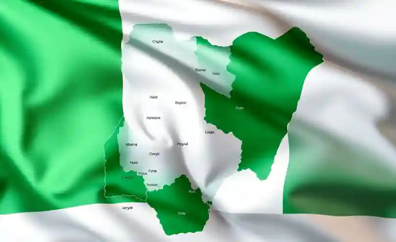Nigeria map and flag