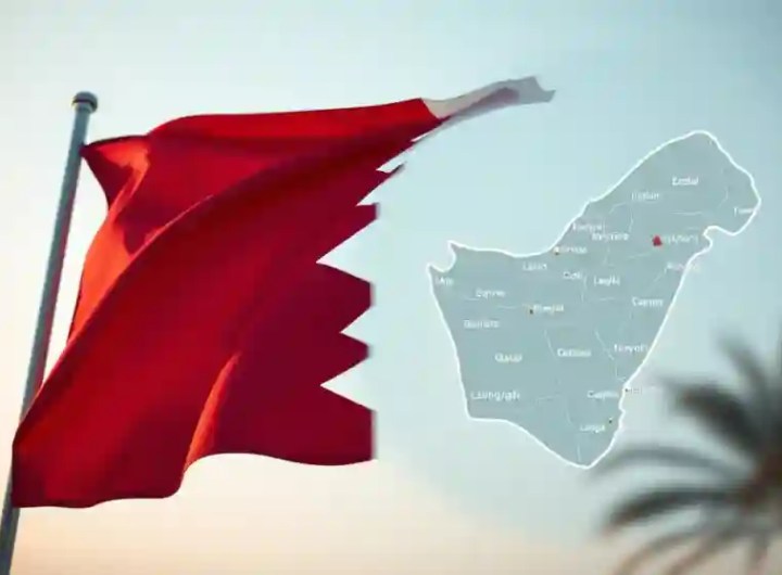 Qatar flag and map