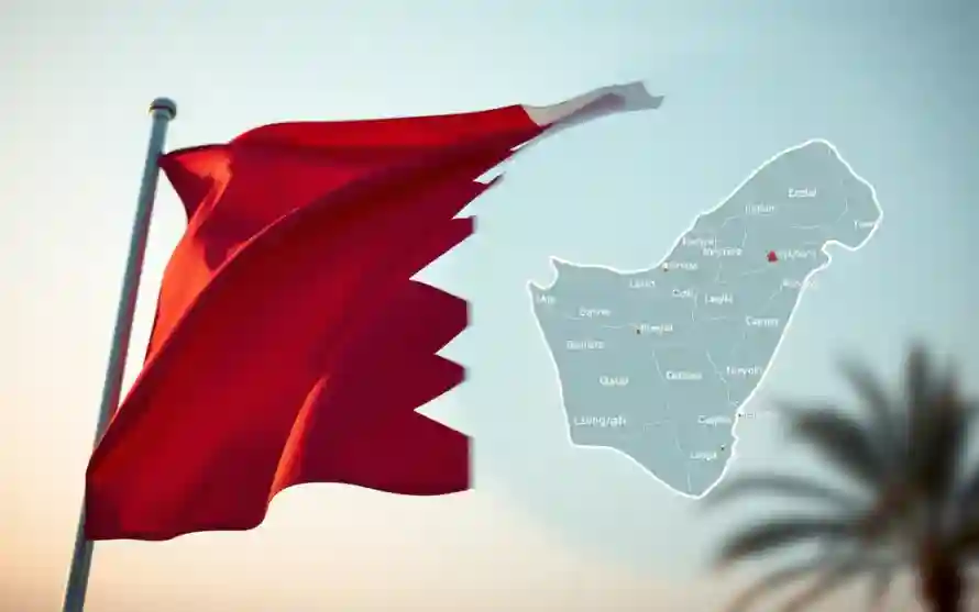 Qatar flag and map